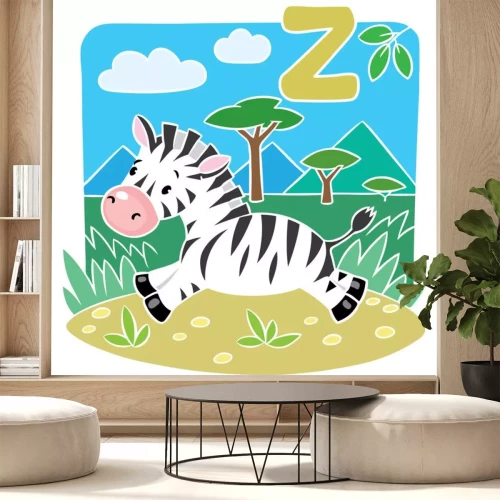 Sticker Zebra und Buchstabe des Alphabets Z