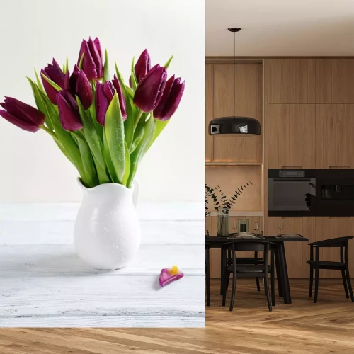 Sticker Dunkelrosa Tulpen in einer Vase