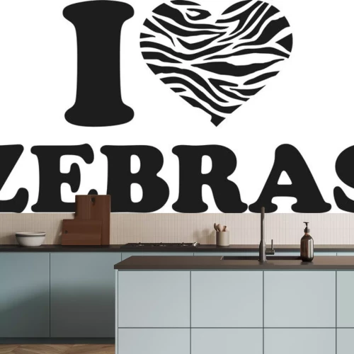 Sticker Bildunterschrift Ich liebe Zebras