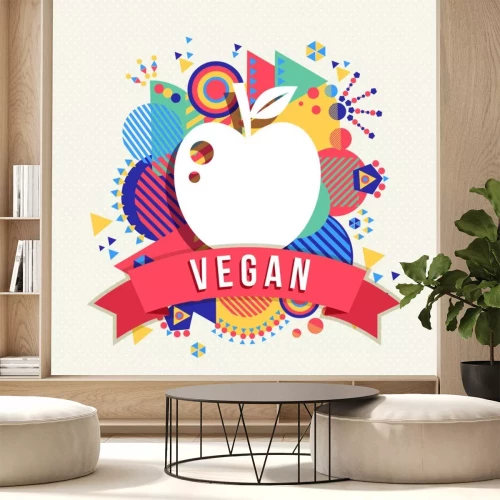 Sticker Bunte abstrakte Grafik mit Apfel