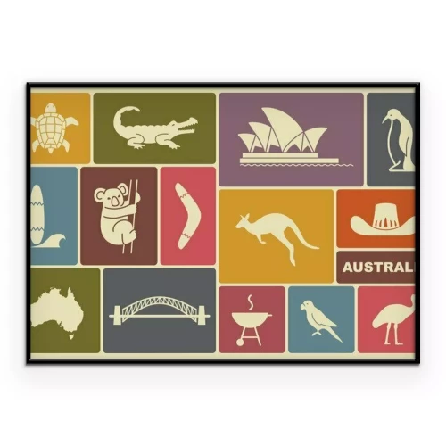 Poster Farbenfrohe Symbole Australiens