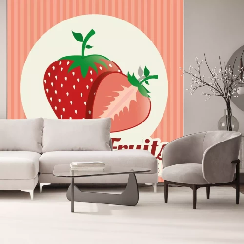 Sticker Zwei Erdbeeren mit Aufschrift einfache Grafik