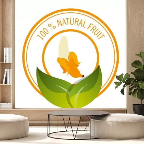 Sticker Banane im runden Logo für Bio-Lebensmittel