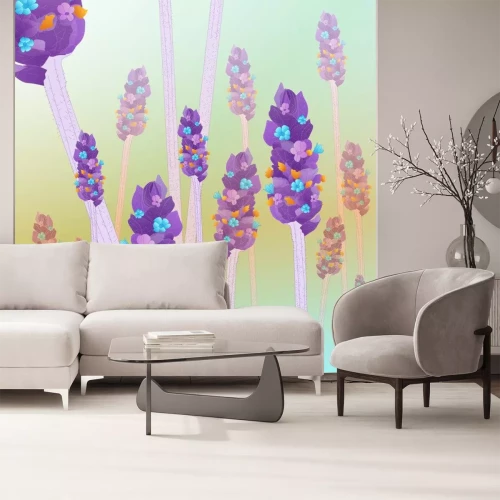 Sticker Lavendel auf einer bunten Illustration