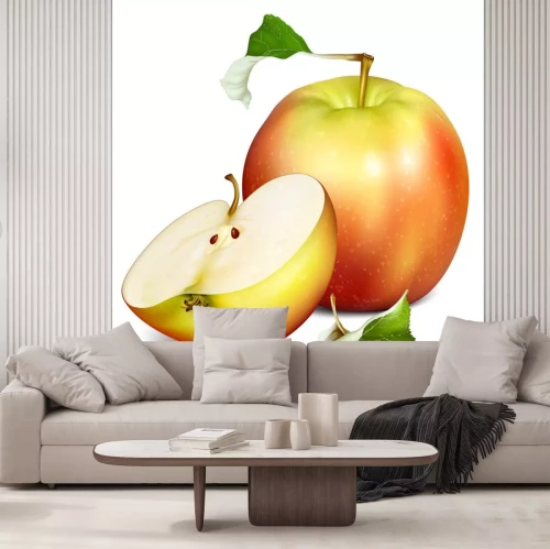 Sticker Apfel ganz und halb realistische Grafik