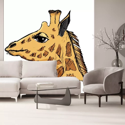 Sticker Grafik mit Porträt einer Giraffe