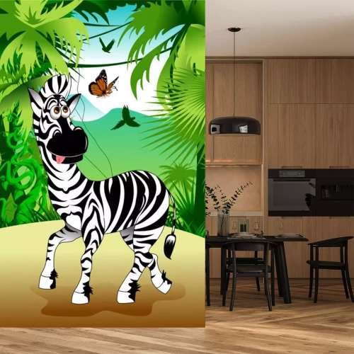 Sticker Lustiges Zebra im Dschungel