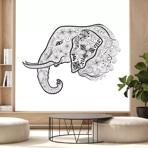 Sticker Elefant mit pflanzlichem Ornament