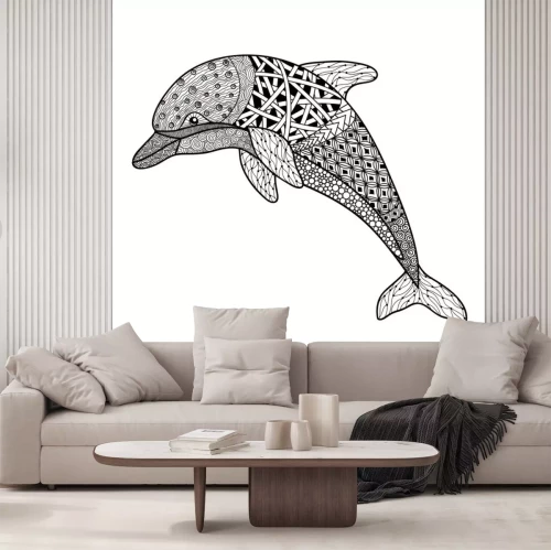 Sticker Schwarz-weiß gemusterter Delfin