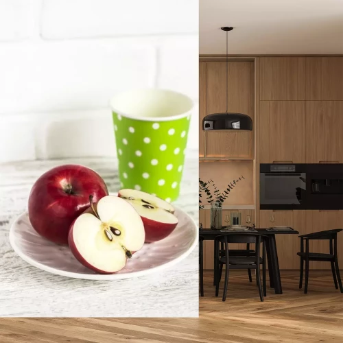 Sticker Roter Apfel auf einem Teller