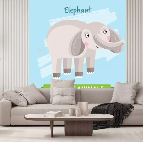 Sticker Elefant für Kinder auf einer lustigen Illustration