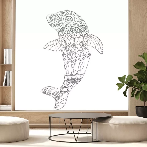 Sticker Delfin mit ethnischen Motiven
