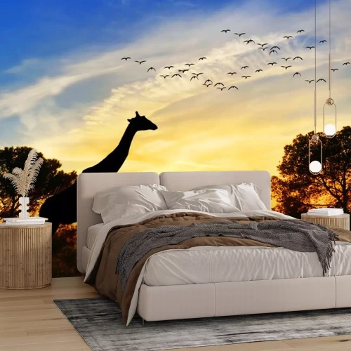 Sticker Giraffe und Zug der Vögel