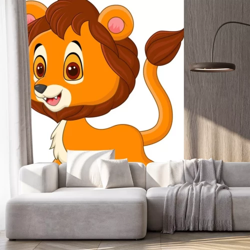 Sticker Fröhliches Löwenjunges mit erhobener Pfote Grafik