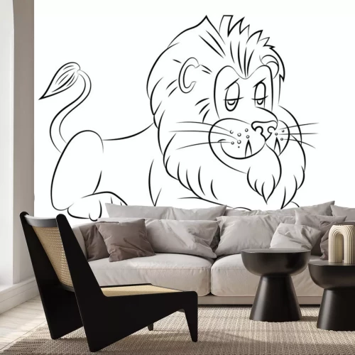 Sticker Monochrome Skizze eines Löwen