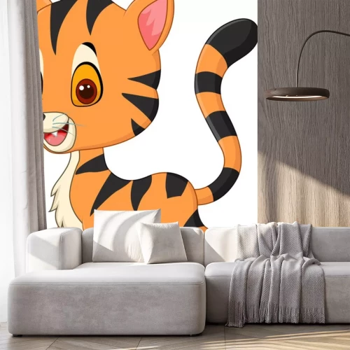 Sticker Wildkatzen Grafik für Kinder lächelnder Tiger