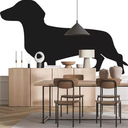 Sticker Hunde schwarze Silhouette von Dackel weißer Hintergrund