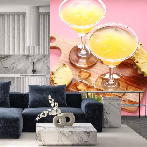 Sticker Süße Ananas Drinks in dreieckigen Gläsern