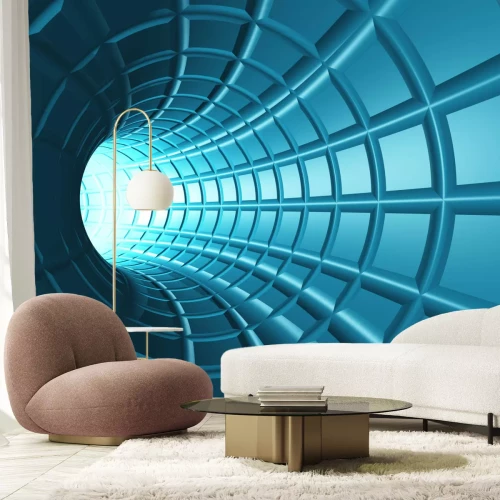 Fototapete Blauer 3D-Tunnel