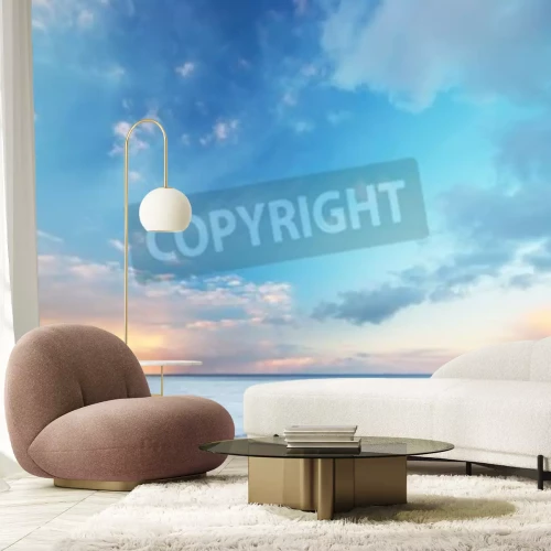 Fototapete Pastellfarbener Himmel über Ozean