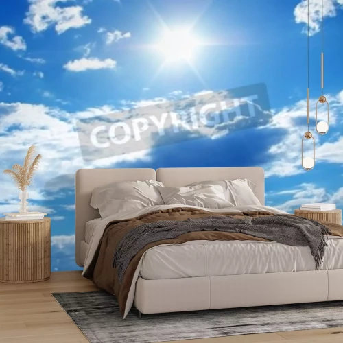 Fototapete Sonnige Landschaft mit Wolken