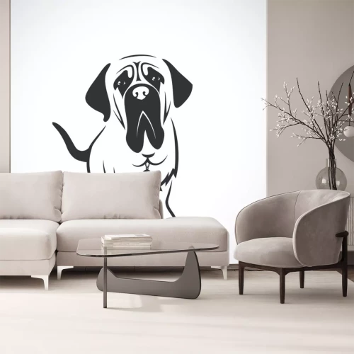 Sticker Hunde minimalistische Grafik Mastiff mit schwarzen Ohren