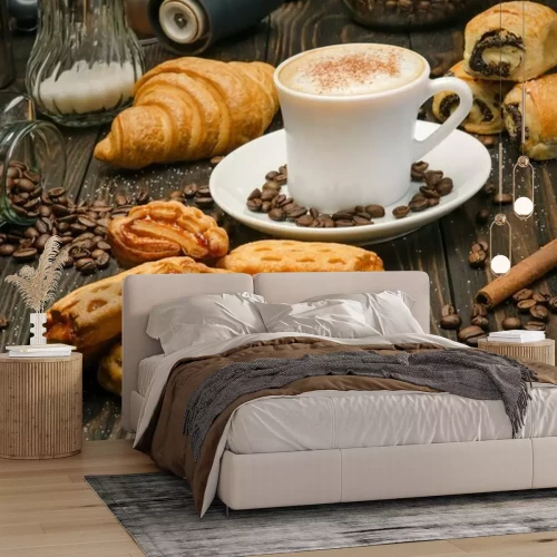 Fototapete Kaffee und Gebäck