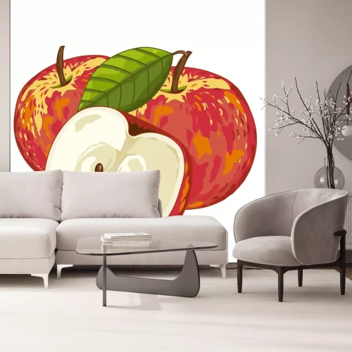 Sticker Roter Apfel auf einer modernen Grafik