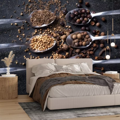 Sticker Gewürze schwarz Hintergrund Erdfarben