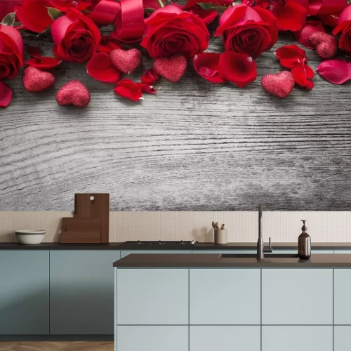 Sticker Rote Rosen mit Herzen