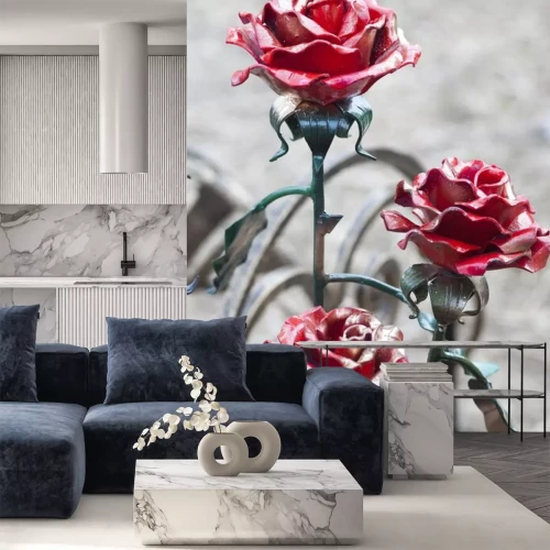 Sticker Metallische rote Rosen