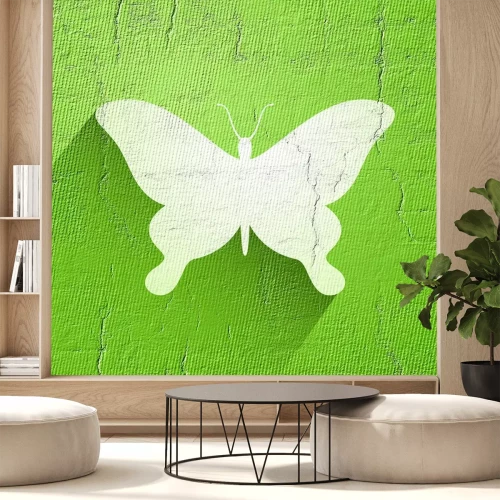 Sticker Weißer Schmetterling auf grünem Hintergrund