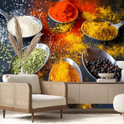 Sticker Mehrfarbige Gewürze auf Löffeln