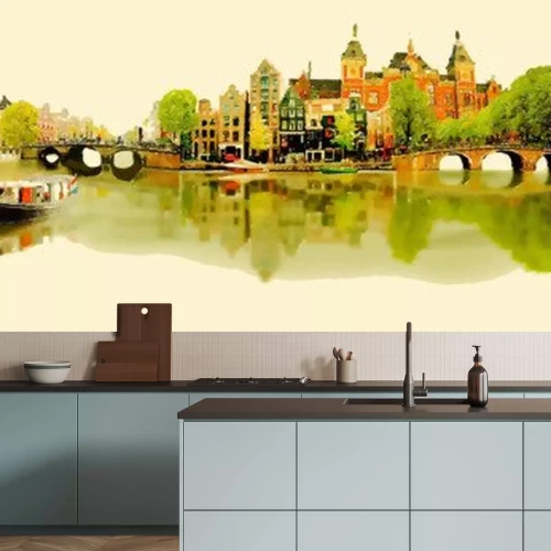 Sticker Abbildung Panorama AMSTERDAM Ansicht ..