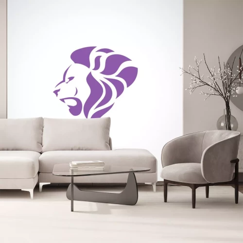 Sticker Löwenkopf im Profil in Violett Grafik