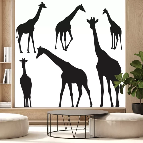 Sticker Schwarze Silhouetten von Giraffen