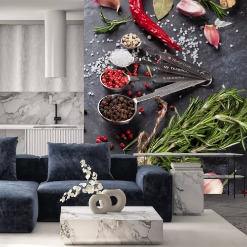 Sticker Gewürze schwarz auf einem steinernen Hintergrund