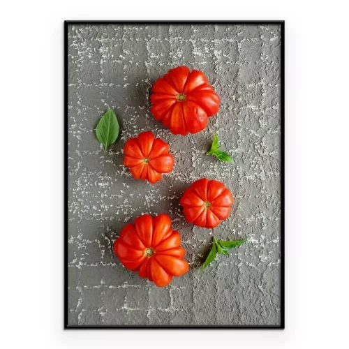 Poster Saftige rote Tomaten auf grauem Hintergrund