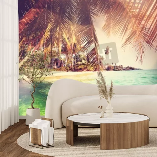 Fototapete Blick vom Wasser auf Strand