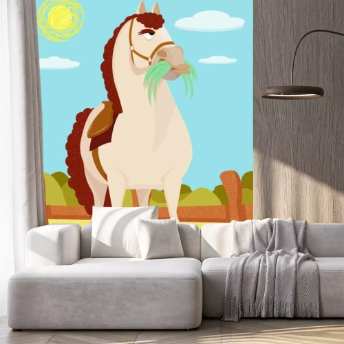 Sticker Pferde Märchengrafik mit Pferd auf der Koppel