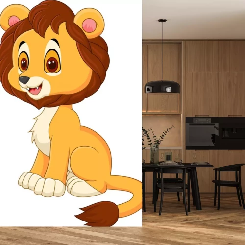 Sticker Grafik Löwenjunges mit zwei Fangzähnen