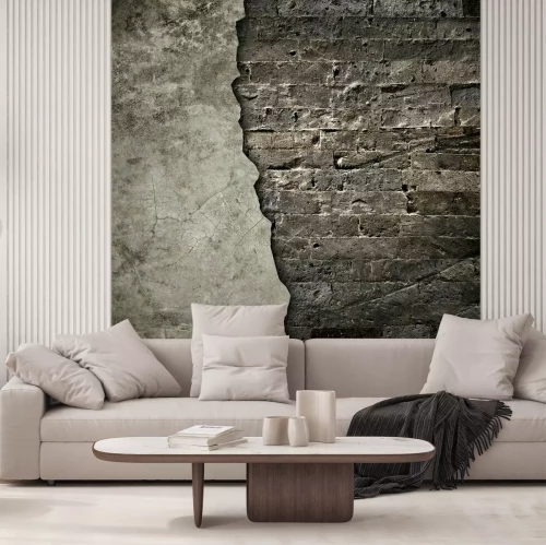 Fototapete Alte Mauer aus braunen Backsteinen