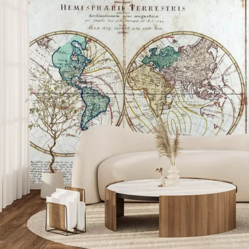 Fototapete Weltkarte zwei Hälften des Globus
