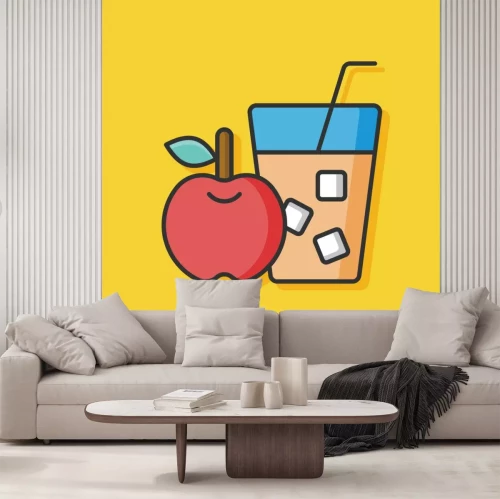 Sticker Mahlzeiten und Getränke Apfel und Saft mit Eis