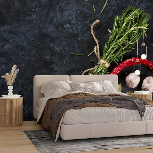 Sticker Gewürze und Kräuter auf einem Steintablett