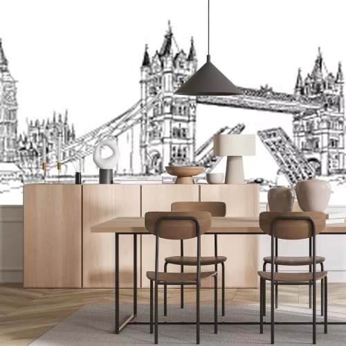 Sticker Vektor Skizze Handzeichnung Panorama-London Silhouette