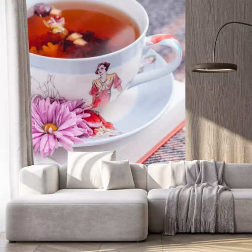 Sticker Teeaufguss mit Obst und Blumen