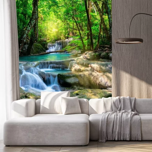 Sticker Kristalliner Wasserfall im Dschungel