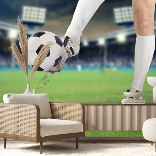 Fototapete Ein Fußballspieler prellen den Ball