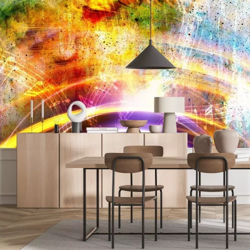 Sticker Notensysteme mit Noten auf bunten Hintergrund